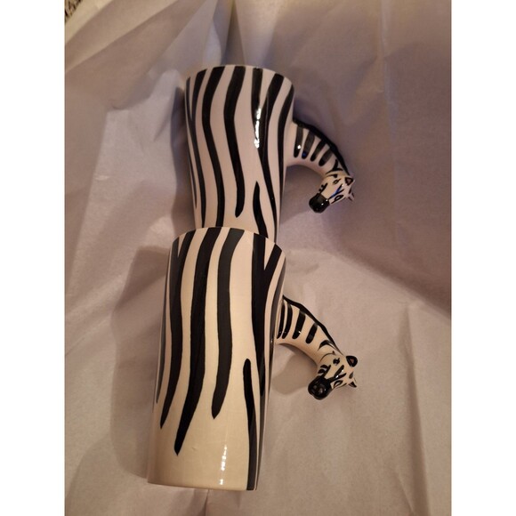 Vint~ZEBRA~3D~HEAD~Handle~LATTE~Tall~ANIMAL MUG~Hand Painted~BLACK&WHITE~Stripes - Picture 7 of 9